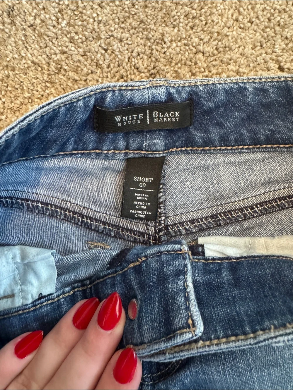 White House Black Market Embellished Blue Denim Jean Shorts
